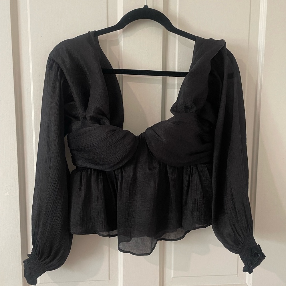 X Revolve Burna Blouse in Black. Size small. Worn once!